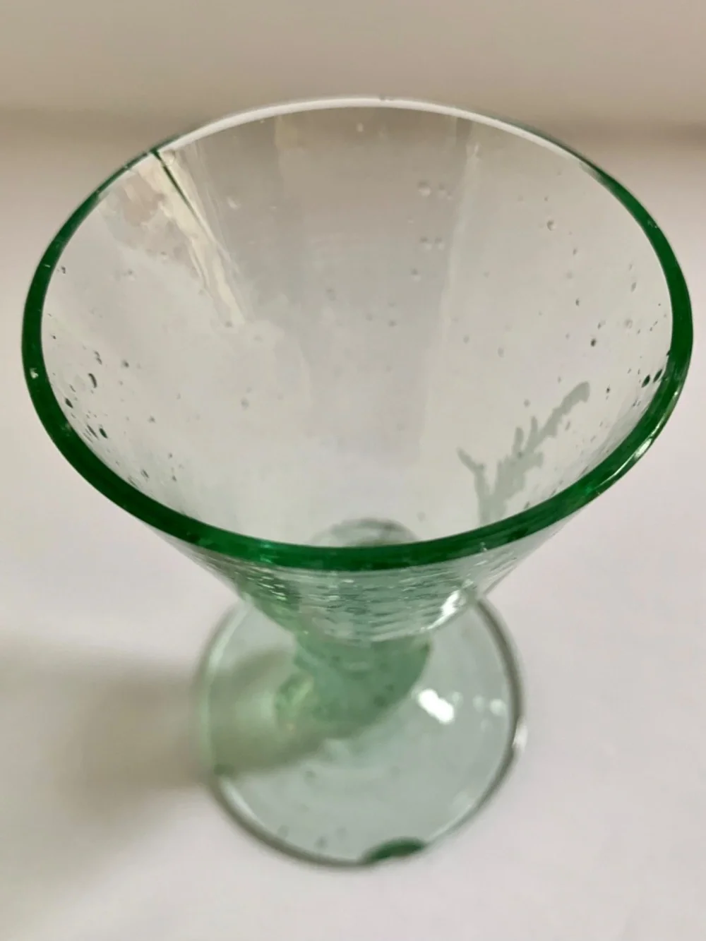 Antique Hand Blown Green Glass Rooster Juice Glasses Set 8 Etched Early American